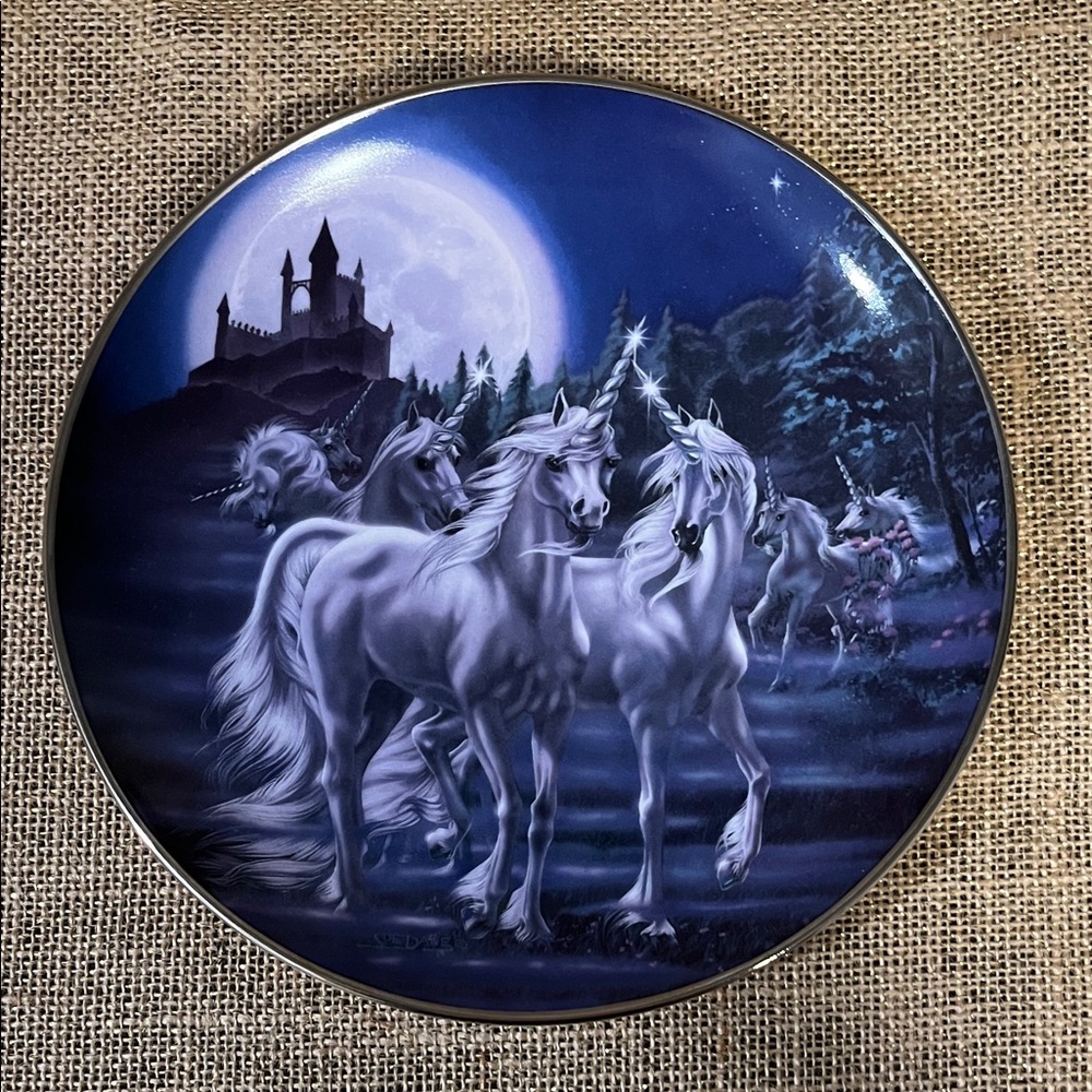 Enchanted Unicorn Plate with Castle Design